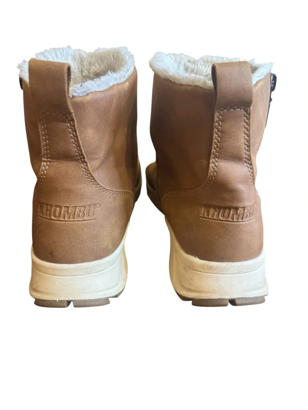 Khombu Women’s Brown Faux Fur Lined Ankle Winter Boots Size 8